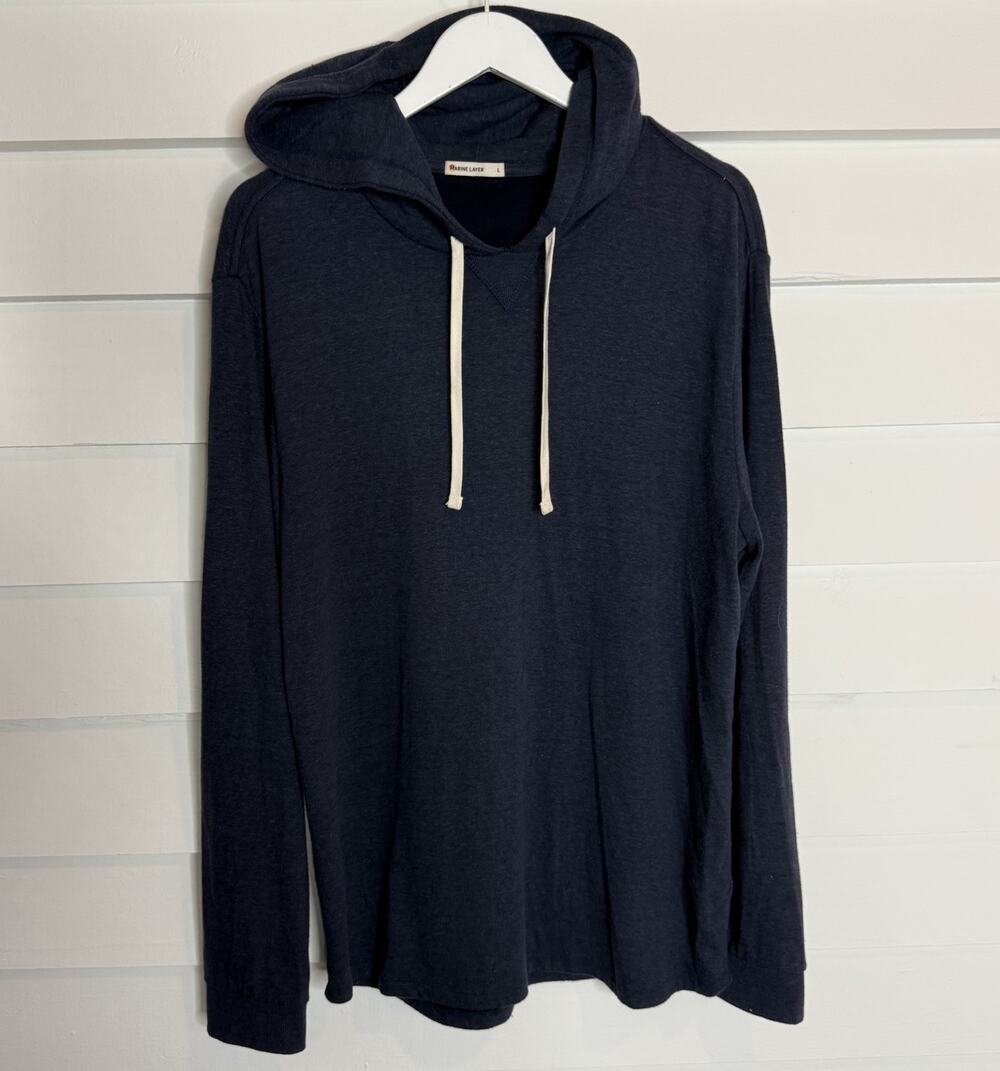 Marine Layer Navy Soft Pullover Hoodie Sweatshirt Men's Large